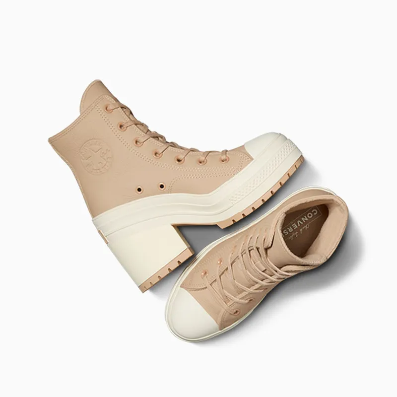 Converse Chuck 70 De Luxe Heel Platform Weatherized Leather Warm Quarry/Warm Quarry/Egret (A12345C)