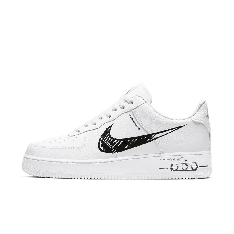 Nike Air Force AF 1 Low Sktech White Black (2020) (CW7581-101)