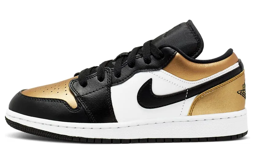 Air Jordan 1 Low’Gold Toe’ GS Metallic Gold/Black/White (CQ9487-700)