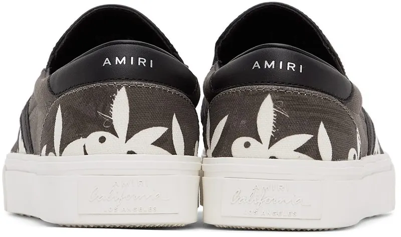 AMIRI Grey & White Playboy Edition Slip-On Sneakers (MFS006-043)
