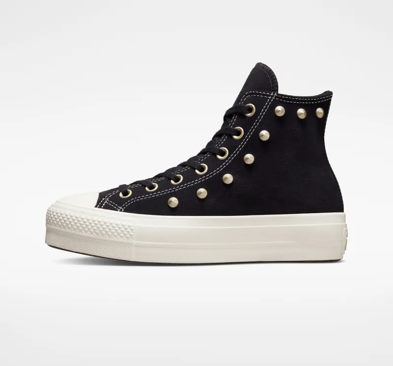 Converse Chuck Taylor All Star Lift Platform Suede Studs Black/light Gold/egret (A04271C)
