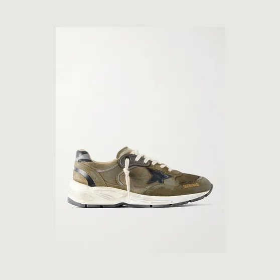 Golden Goose Running Dad Suede-Trimmed Mesh Sneakers Green (GMF00884.F005207)