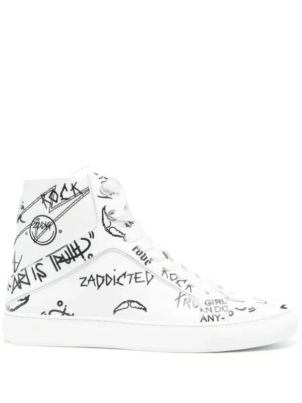 Zadig&Voltaire High Flash leren sneakers – Wit (SWSN00444)