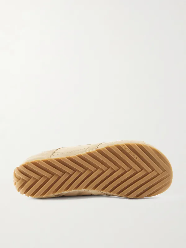 Bottega Veneta Orbit Leather and Shell-Trimmed Suede Sneakers Green (838373V3MS2) (3)