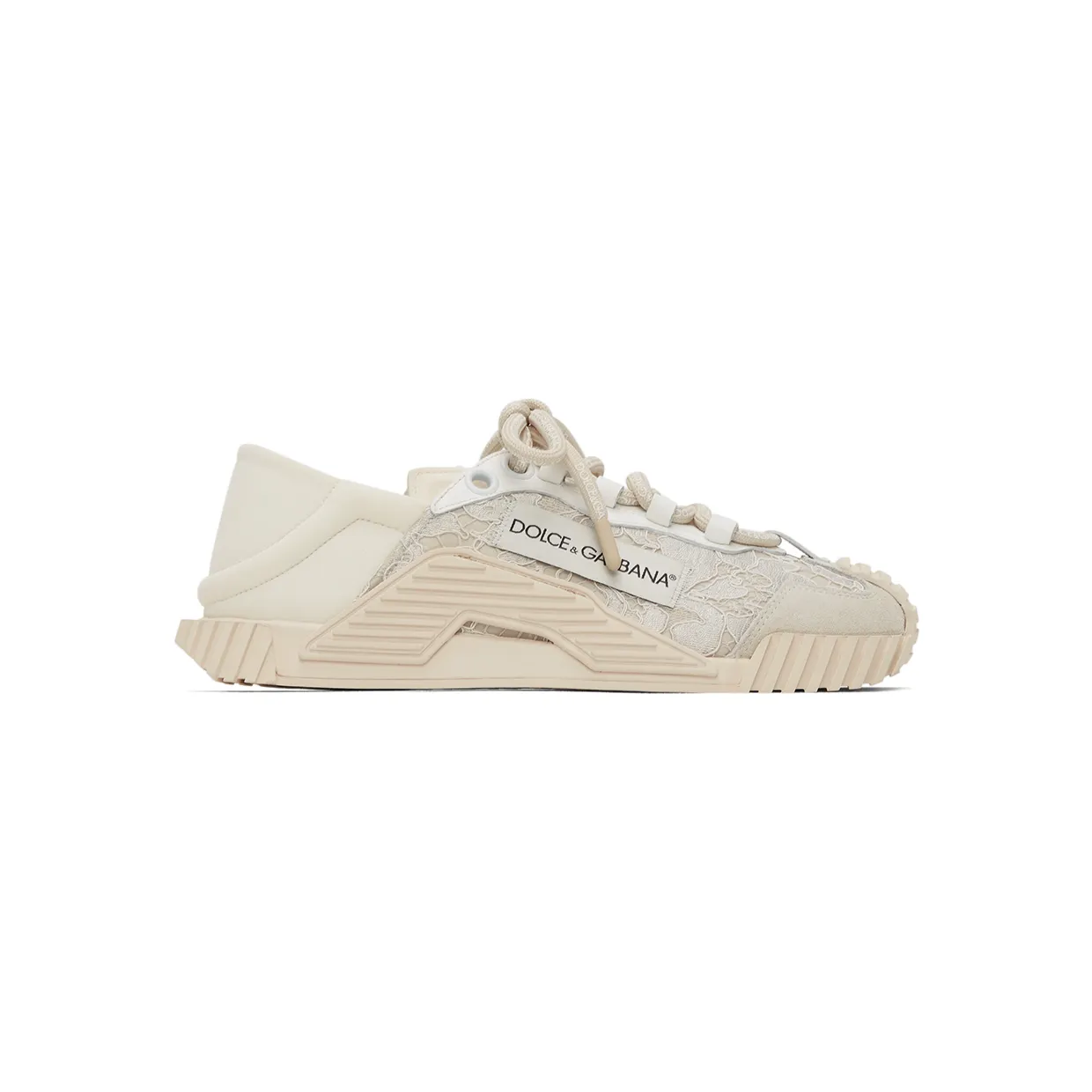 Dolce & Gabbana White Lace & Leather NS1 Sneakers (CK1754 AX372)
