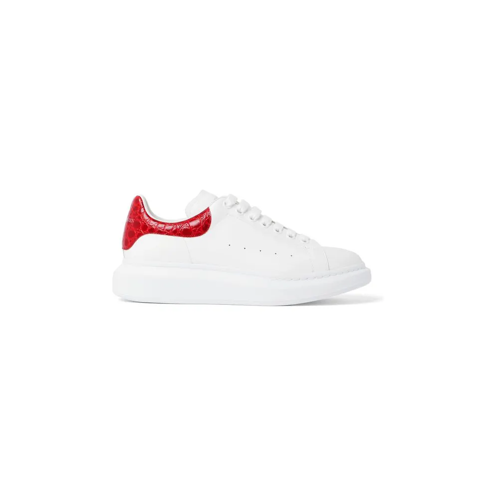 Alexander McQueen White and Black Croc Oversized Sneakers (625162WHYB8)