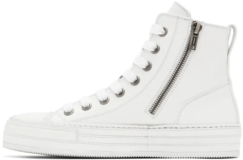 Ann Demeulemeester White Leather Raven Sneakers (2201-W-N01-385-001)