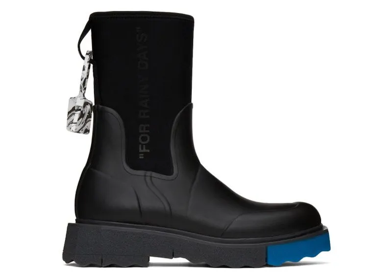 OFF-WHITE Sponge Rubber Rain Boot For Rainy Days Black Blue (OMIA230F21MAT0011001)