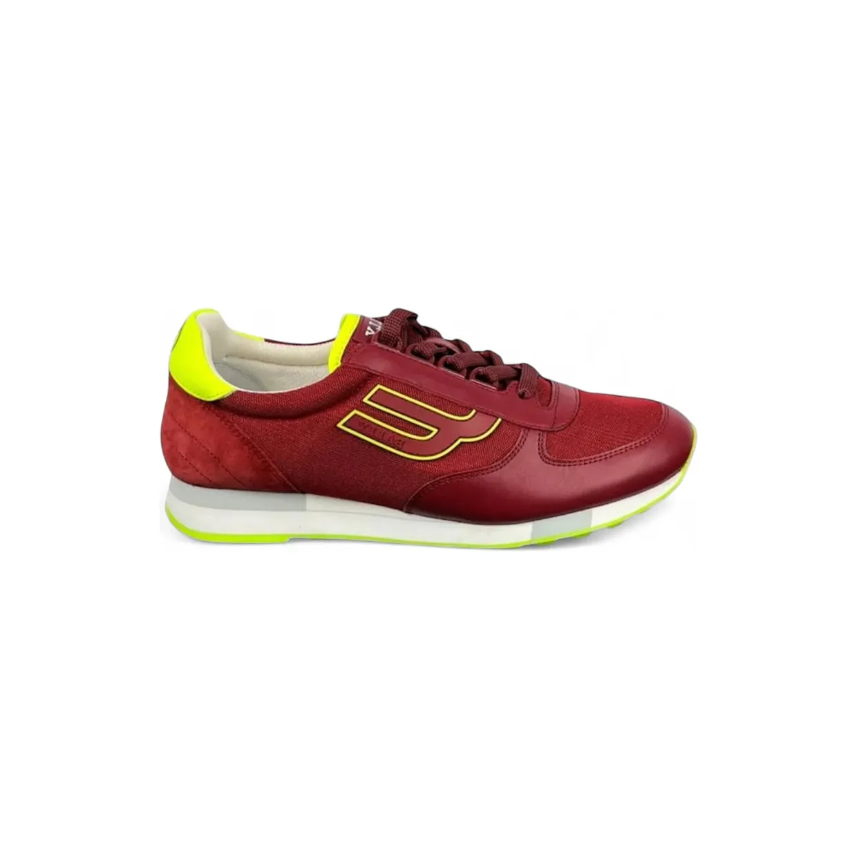 Bally Gavino Red Leather Burgundy Neon Yellow (6227961)