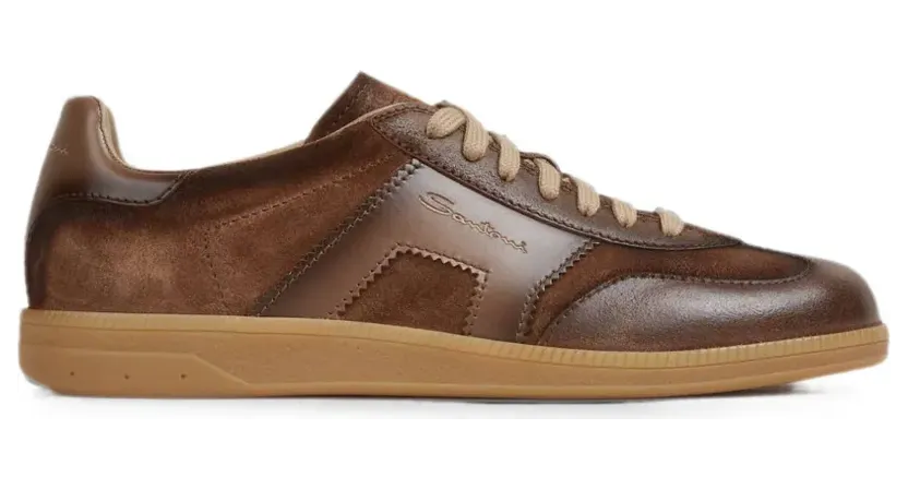 Santoni Dbs Oly logo-print panelled “Brown” (MBPL22251FARTGEUGEU)