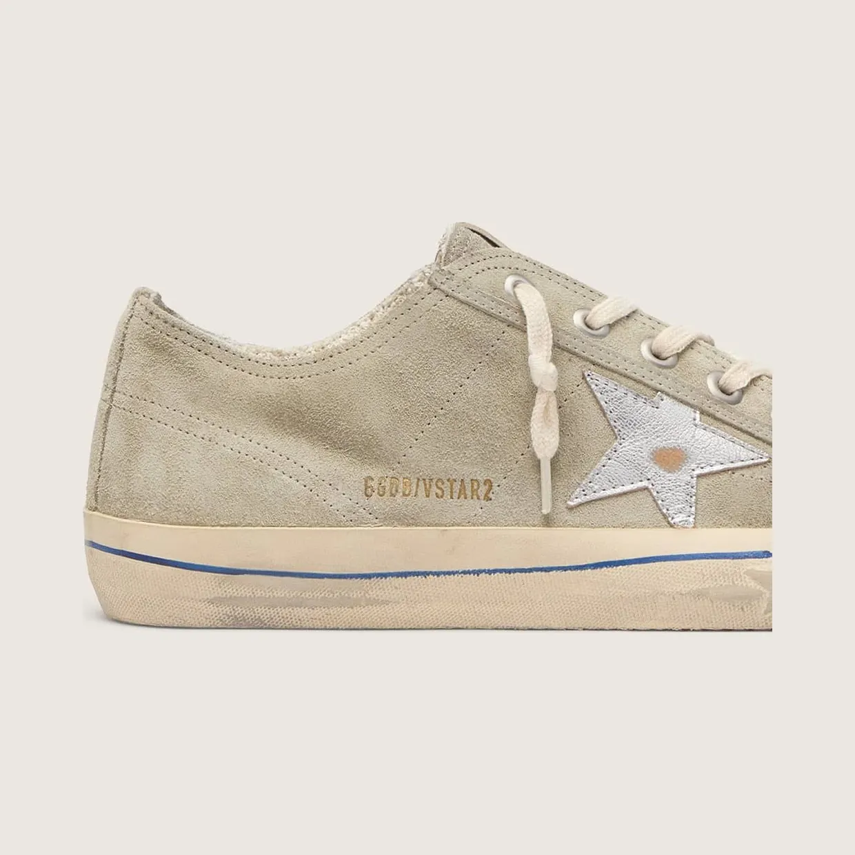 Golden Goose V-Star In Dove-Gray Suede With Silver Metallic Leather Star (GMF00129.F003433.60372) (5)