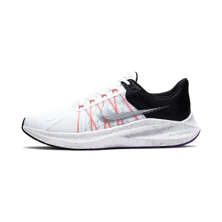 Nike Winflo 8 White Flash Crimson “White / Black / Chlorine Blue / Metallic Silver” (CW3419-101)
