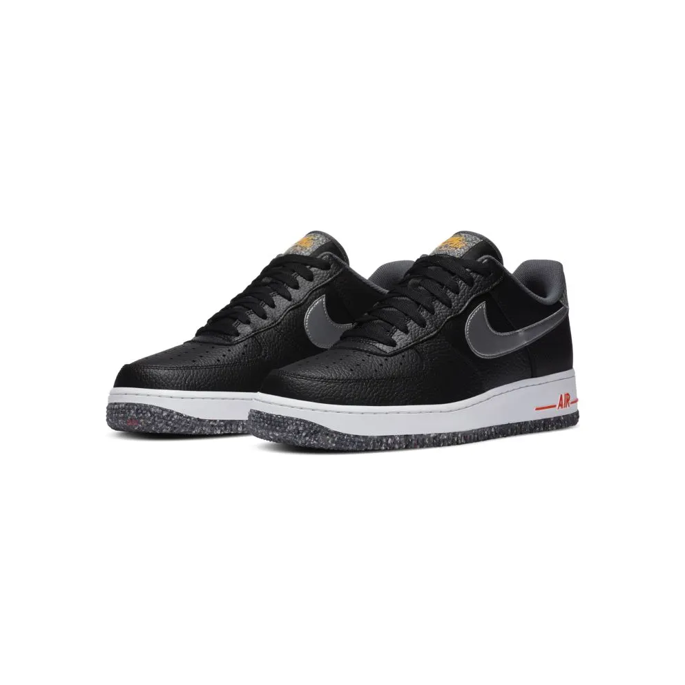 Nike Air Force 1 Crater Grind Black Black/Metallic Silver-Light Smoke Grey-Laser Orange (DA4676-001)