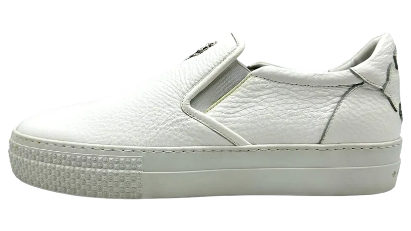 Chrome Hearts Dagger Leather Slip On Sneaker “White / 925 Silver” (CHRM1432)