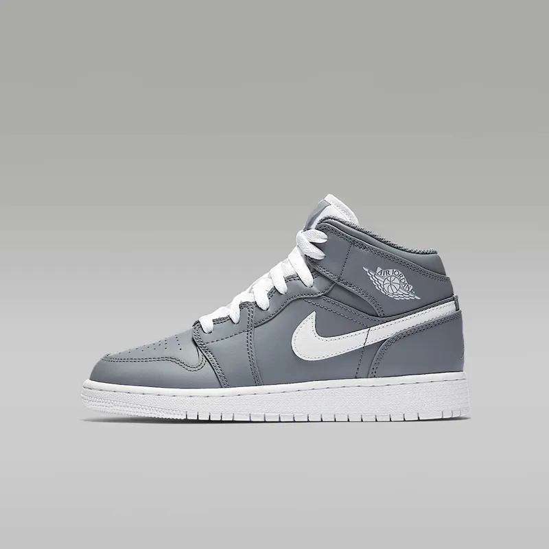 Jordan 1 Mid Cool Grey White (GS) Cool Grey/White-White (554725-036)