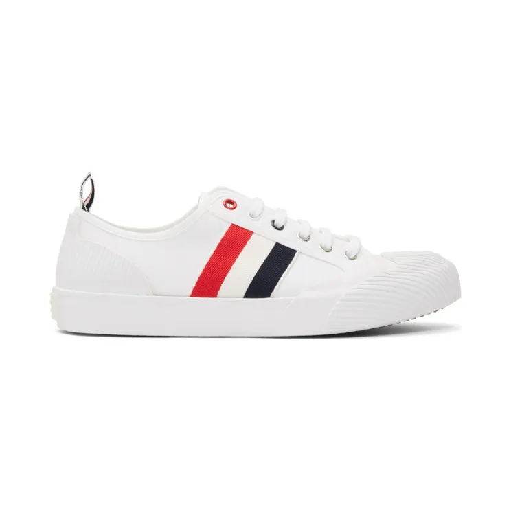 Thom Browne White Canvas Trainer Sneakers (MFD131B-01588)