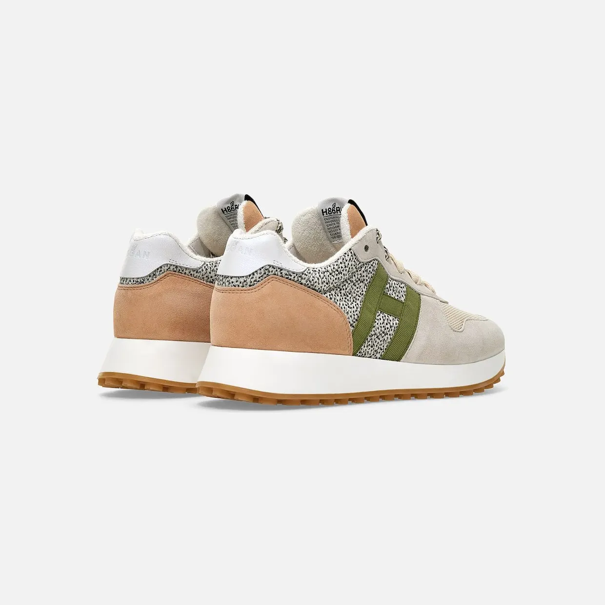 Sneakers Hogan H383 Beige Pink Green (HXW4290CM40R580UAT) (2)