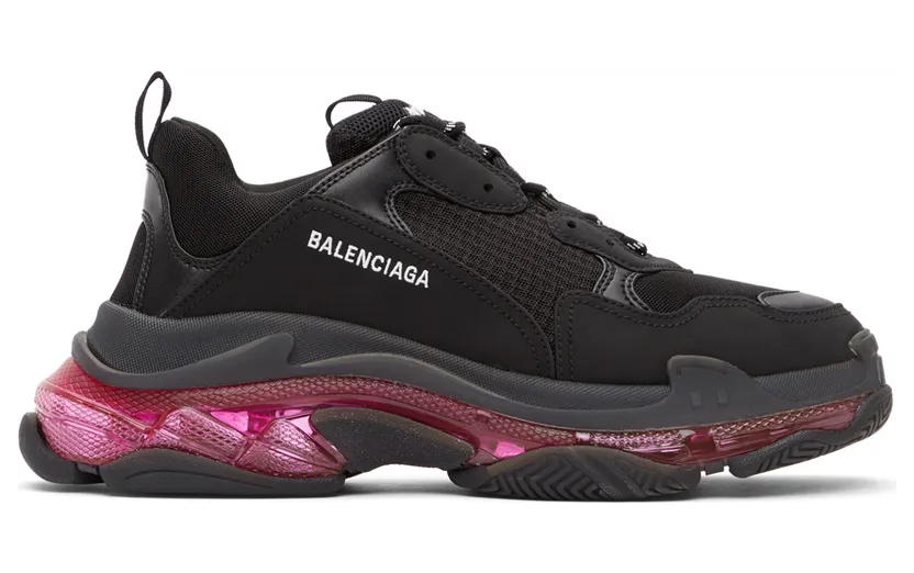 Balenciaga Black & Pink Triple S Sneakers (544351-W2FR1)