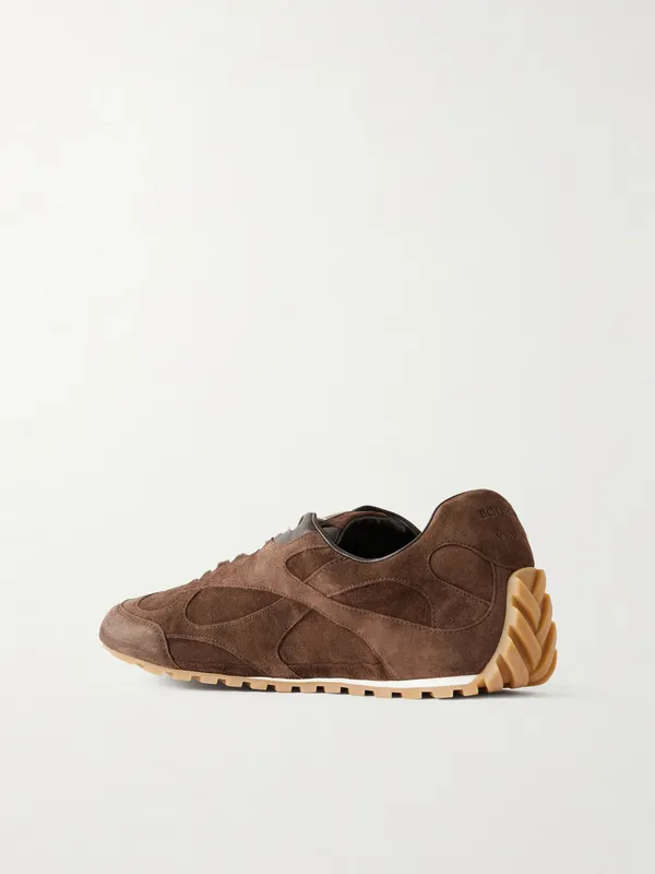 Bottega Veneta Orbit Flash Leather-Trimmed Suede Sneakers Brown (867926V3MS0) (4)