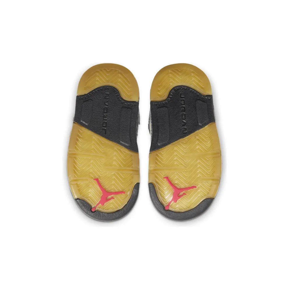 Jordan 5 Retro Off-White Black (TD) Black/Muslin-Fire Red (CV4828-001)