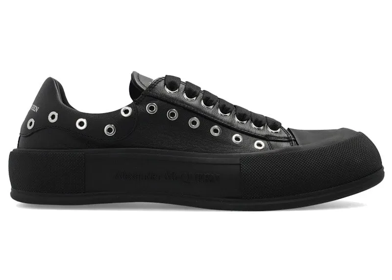 Alexander McQueen Deck Skate Plimsoll Lace-Up Black Eyelets (729539 WIATD 1081)