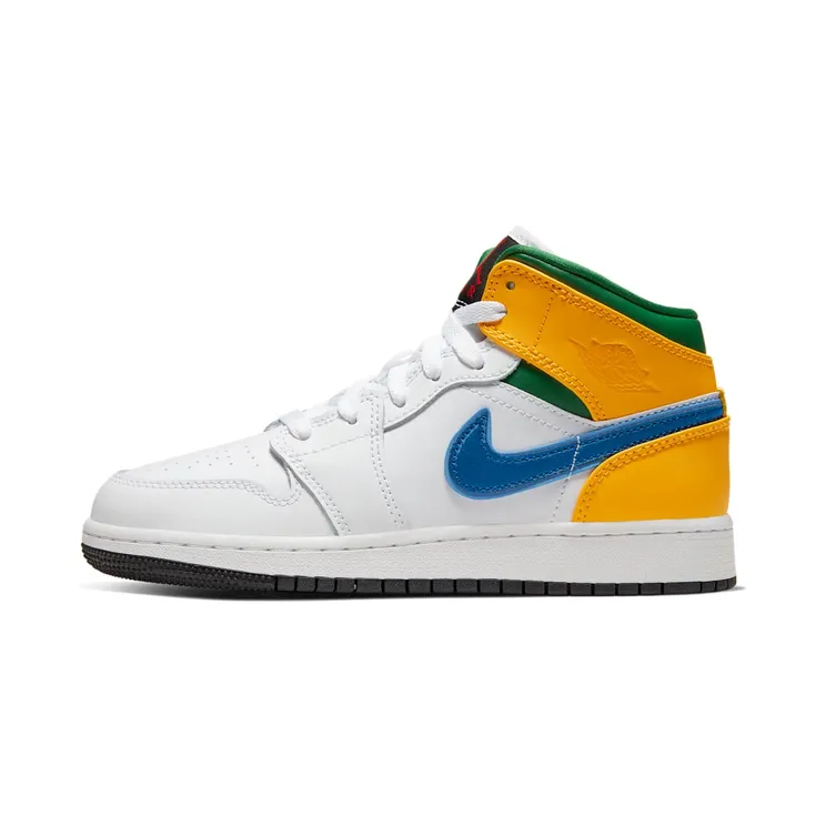 Air Jordan 1 Mid GS “White / Total Orange / University Red / Court Purple” (554725-128)