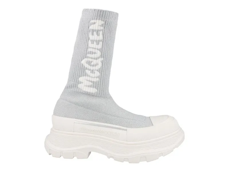 Alexander McQueen Logo Intarsia Chunky Sock Sneaker Grey White (708096W4UA18291)