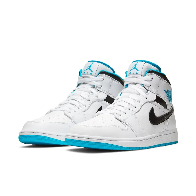 Jordan 1 Mid Laser Blue White/Laser Blue-Black (554724-141)