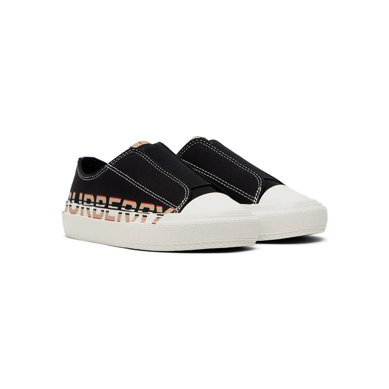 Burberry Kids Black Icon Stripe Logo Slip-on Sneakers (8042881) (4)