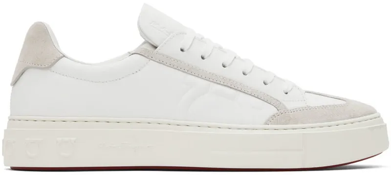 Salvatore Ferragamo White Gancini Low-Top (697630 02B227007)
