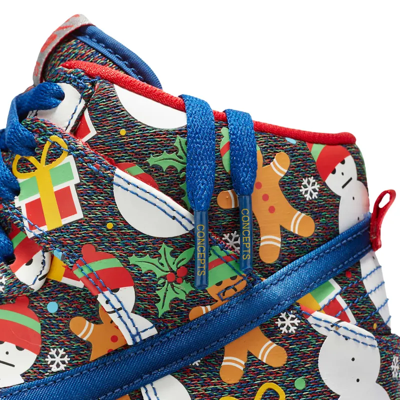 Nike SB Dunk High Concepts Ugly Christmas Sweater 2017 (GS) Blue Ribbon/Blue Ribbon-Atom Red (AO1559-446)
