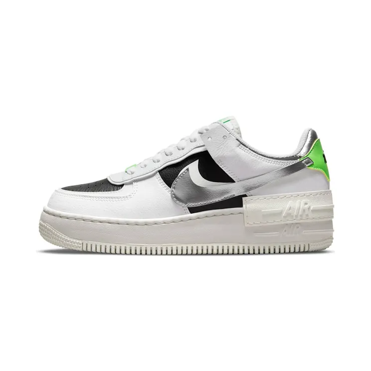Nike Air Force 1 Shadow “White / Summit White / Green Strike / Metallic Silver” (DN8006-100)