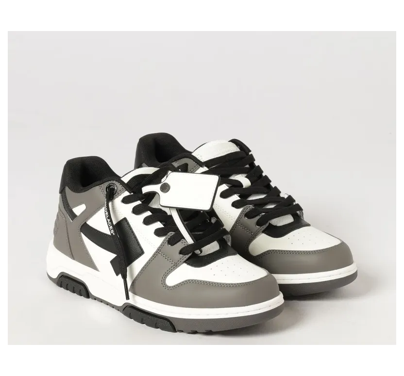 Off-White Out Of Office Bicolour Calf Leather Low-Top Trainers Grey (OMIA189C99LEA0130710)