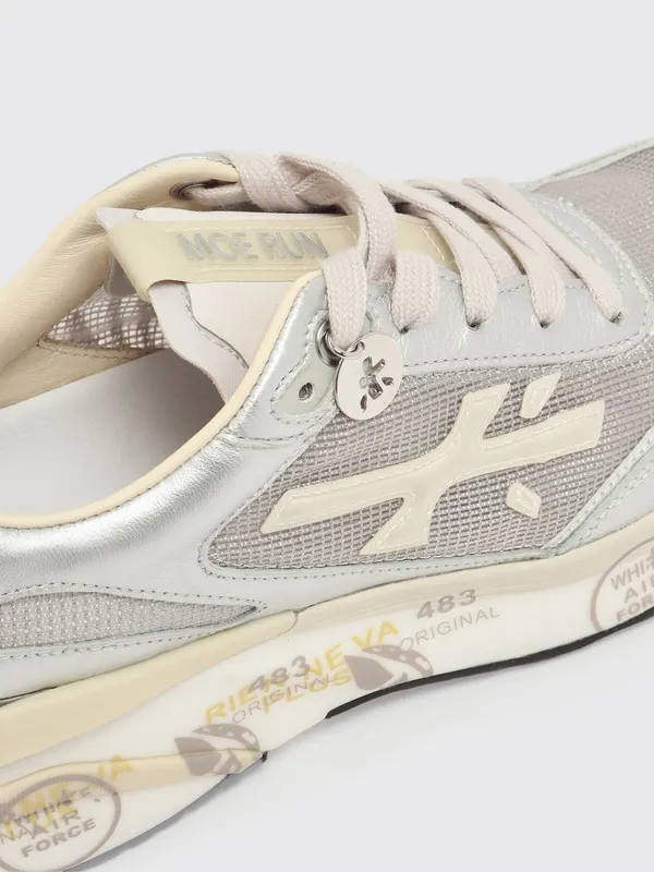 Premiata Moerund Laminated Leather and Mesh Sneakers Silver (MOERUND8084) (3)