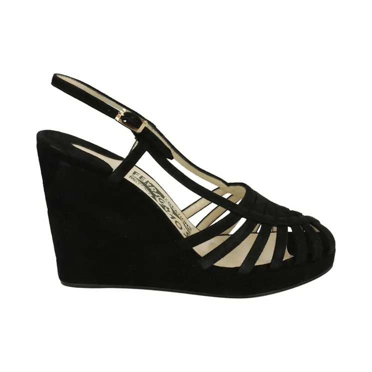 Ferragamo Claretta Archive Limited Edition 1940’s Suede Wedges Black (01M994-680024-M)