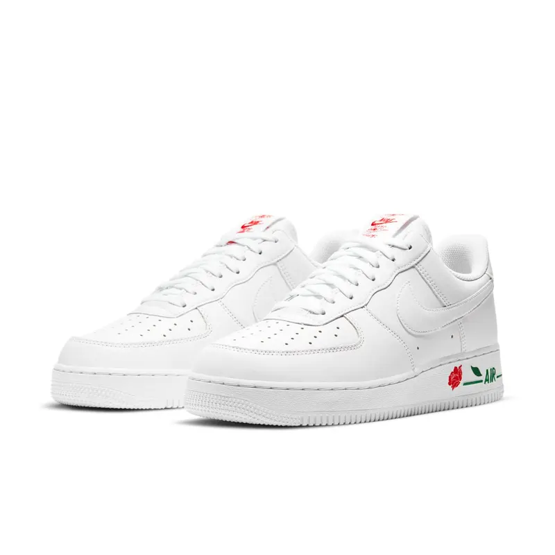 Nike Air Force 1 Low Rose White White/White/University Red-Pine Green (CU6312-100)