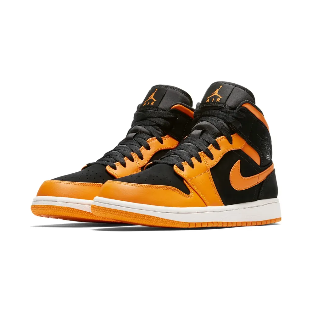 Jordan 1 Mid Black Orange Peel Black/Orange Peel-Sail (554724-081)