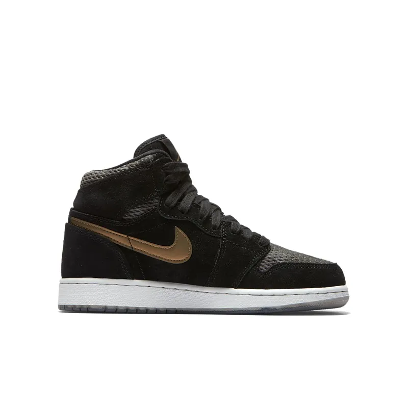 Jordan 1 Retro High Heiress Camo (GS) Black/Black-Metallic Field-Light Bone (832596-030)