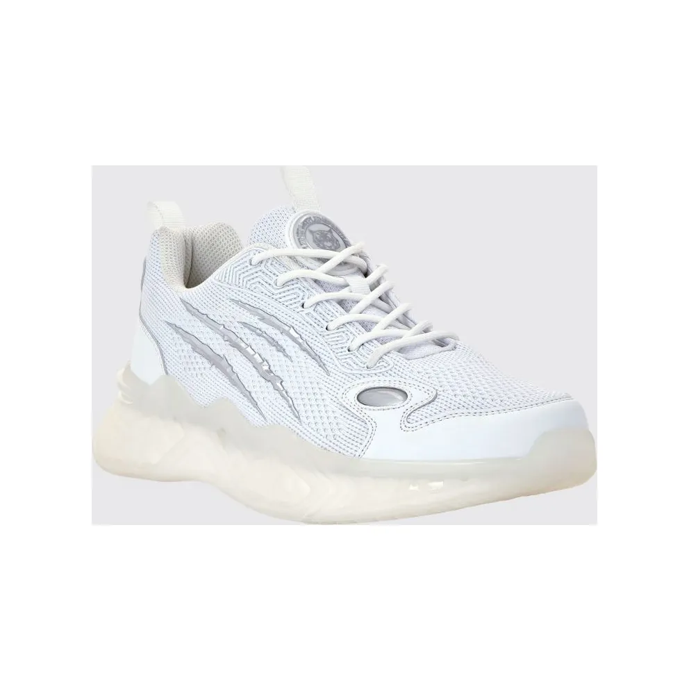 Plein Sport Lace-Up Low-Top in Technical Mesh with Rear Logo White (FABSUSC0338STE003N01)