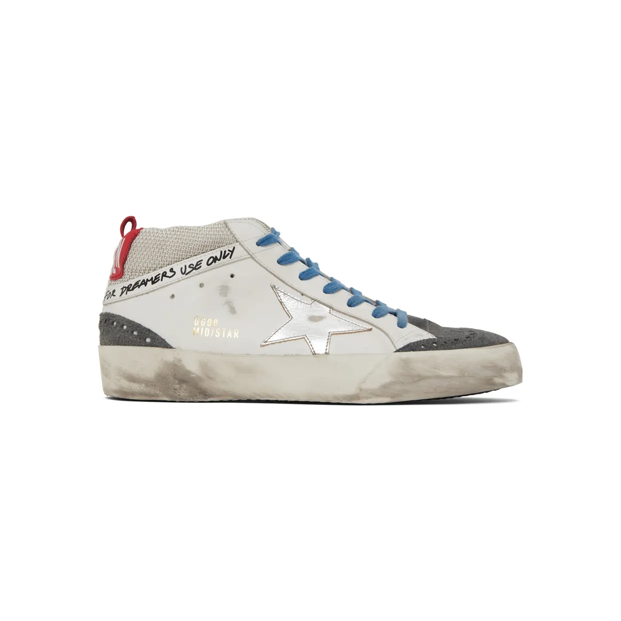 Golden Goose White & Gray Mid Star Double Quarter Sneakers (GMF00123.F002440.10870)