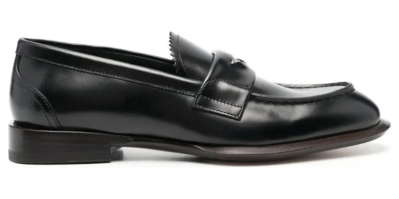 Alexander McQueen Leather Coin-Embellished Penny Loafer Black (705086WHSWJ1530)