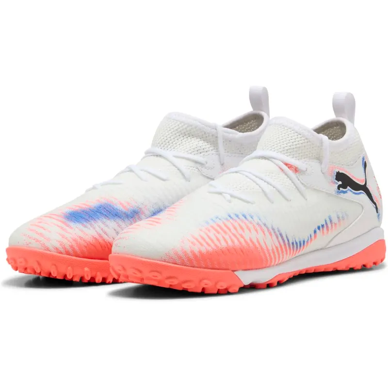 Puma Future 8 Match Mid TT+ Multinocken-Fußballschuhe Kids 01 – PUMA white/PUMA black/glowing red 35 für Kids, weiß, Größe 33 EU / 1 Kids UK (108616)