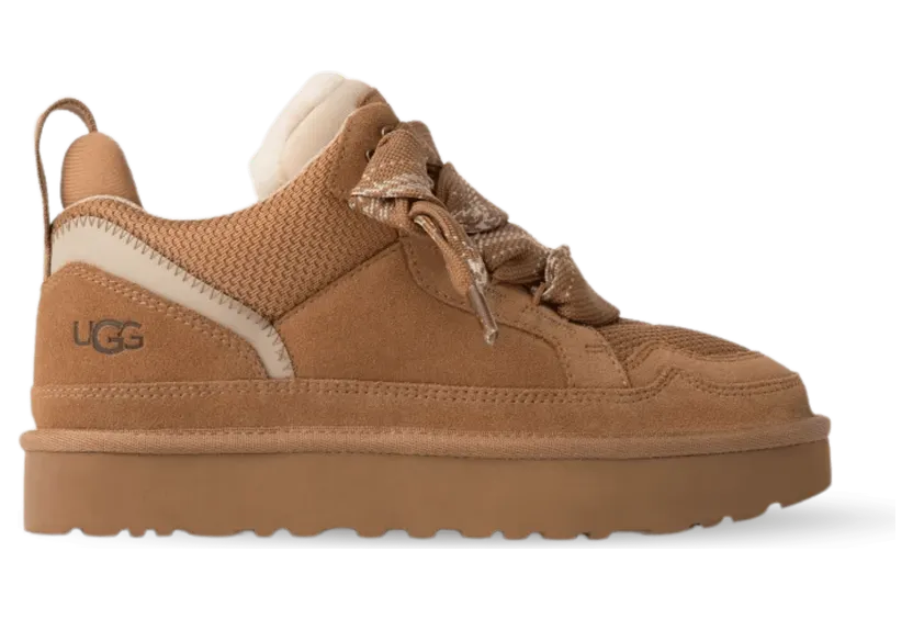UGG Lowmel “Chestnut”: kastanjebruin met een crème hart