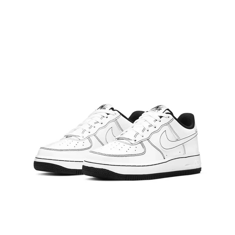 Nike Air Force 1 Low ’07 GS “Contrast Stitching – White / Black” (CW1575-104)