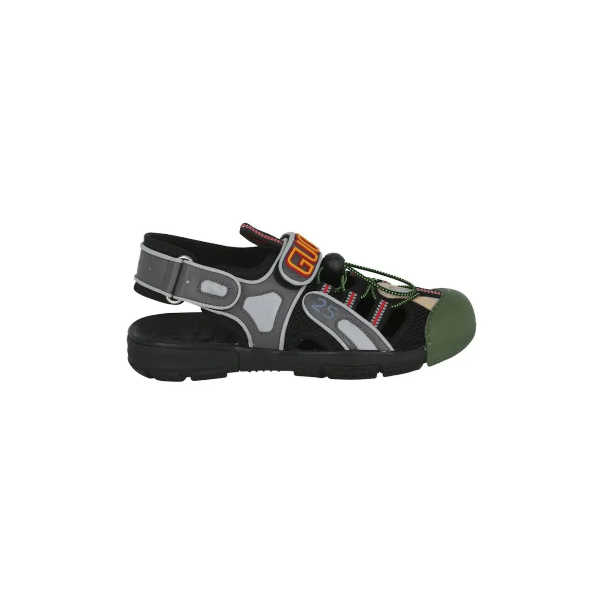 Gucci Tinsel Sports Sandal Black Silver Green (563484 98D10 8461)