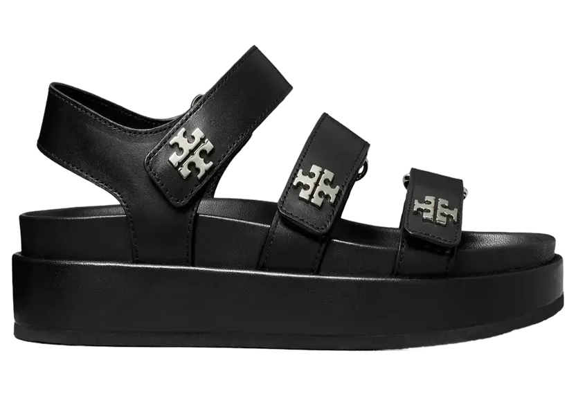 Tory Burch Kira Sports Triple Strap Sandal “PERFECT BLACK/SILVER” (176942-006)