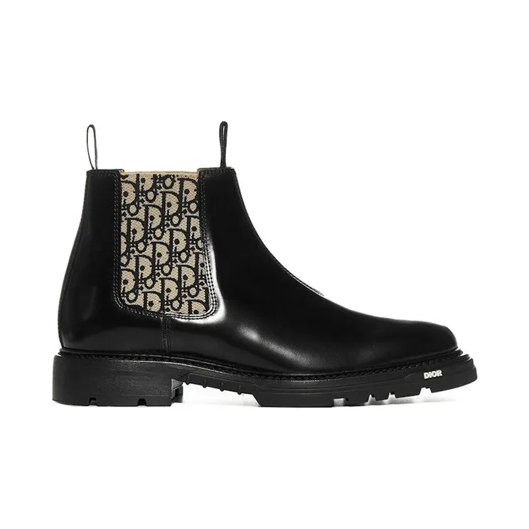 Dior Explorer Chelsea Boots Black Beige Oblique (3BO251ZJQ)