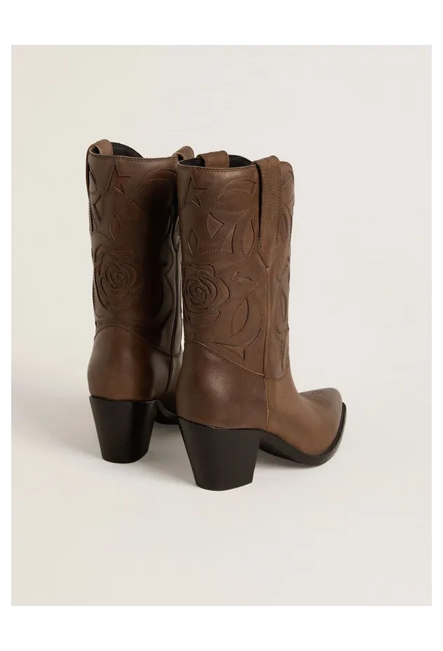 Golden Goose Wish Star Boots In Dove-Gray Leather With Tone-On-Tone Inlay Details (GWF00939.F007607.55356) (5)