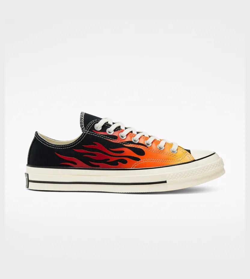 Converse Chuck 70 Low ‘Archival Flame Print’ Black/Enamel Red/Egret (167813C)