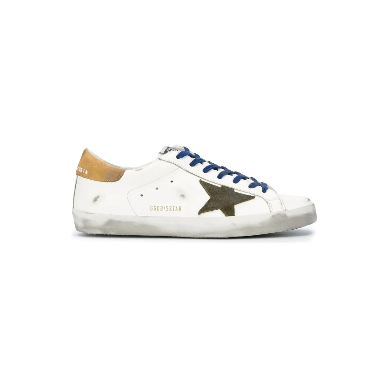 Golden Goose Super-Star White Vacchetta Tan Dill Green Patch (GMF00101F00036810289)